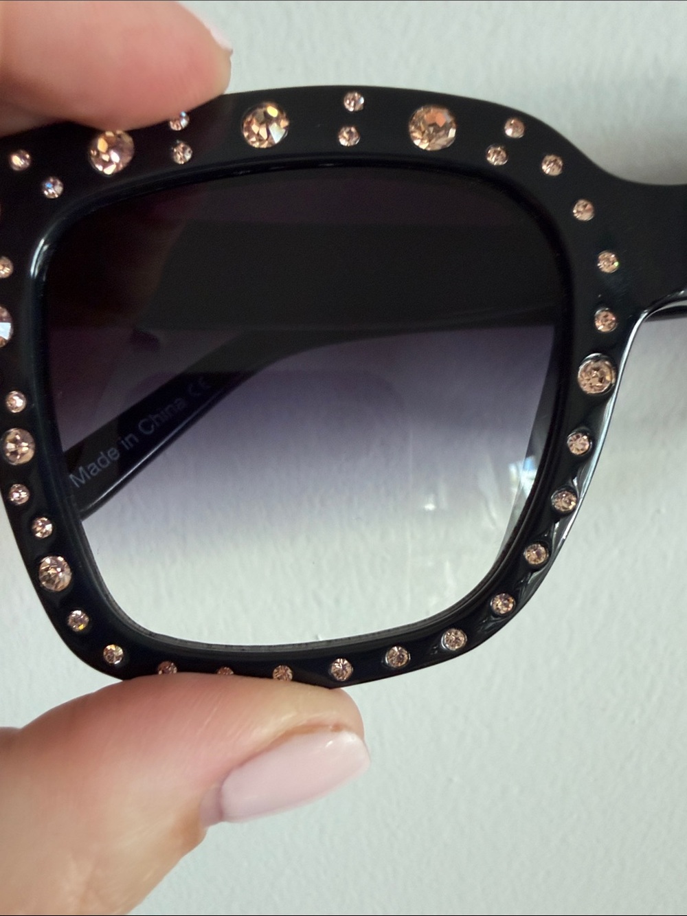 Quay Australia Black Crystal-Stud Square Sunglasses with Iridescent Pouch - Picture 10 of 13